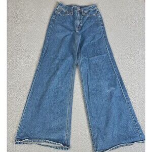 ON 34TH Jeans Womens 2/26 Blue Wide Leg Denim Baggy High Rise
